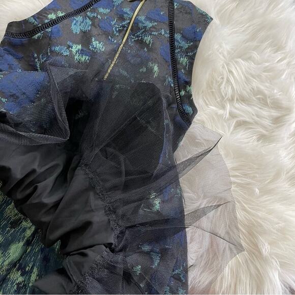 New Eliza J Leopard Print Black & Blue Metallic Fit & Flare Dress 2 - Picture 7 of 10